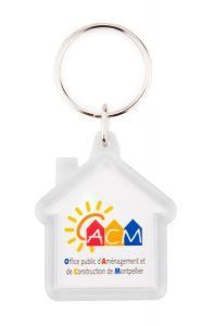 Acrylic 2 sides house key-ring components CR-Y